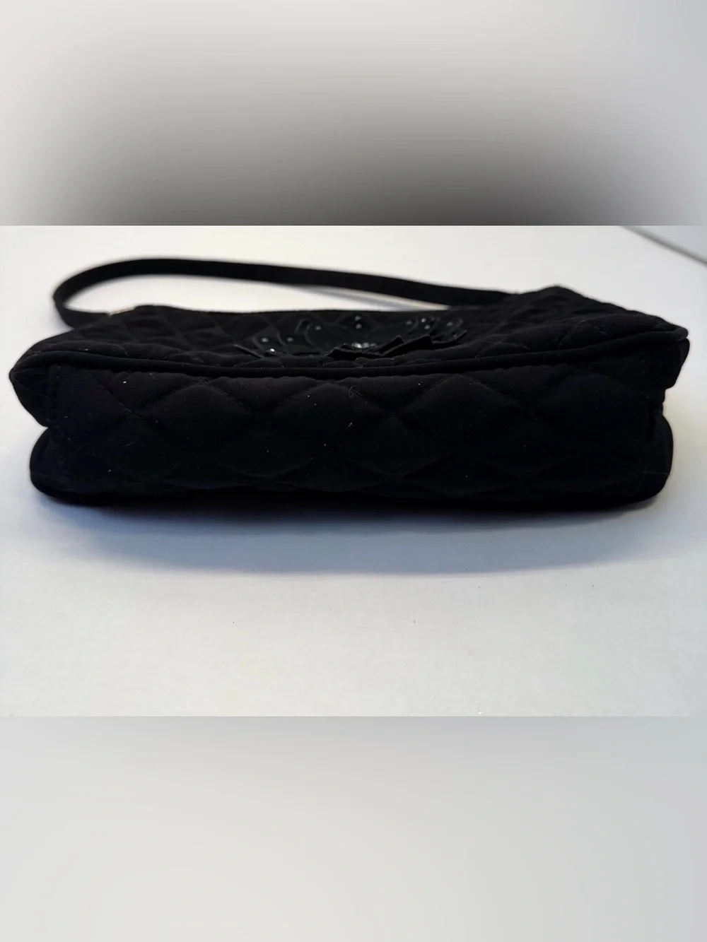Vera Bradley Black Quilted Floral Applique Wristlet